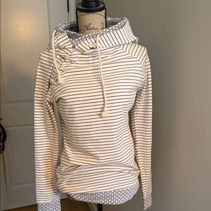 Striped Hoodie with Polka Dot Accents